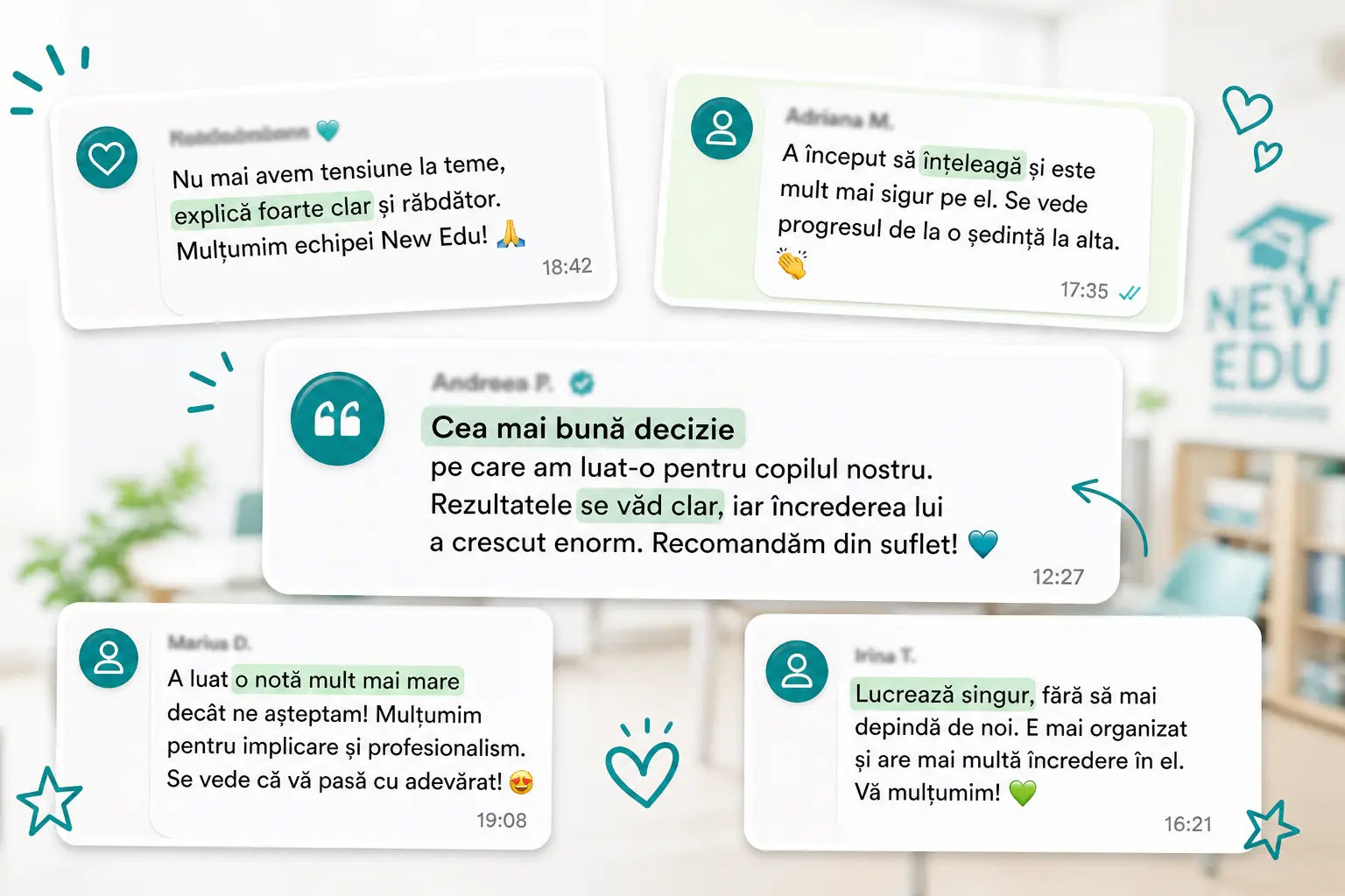 Testimoniale părinți și elevi NEW EDU